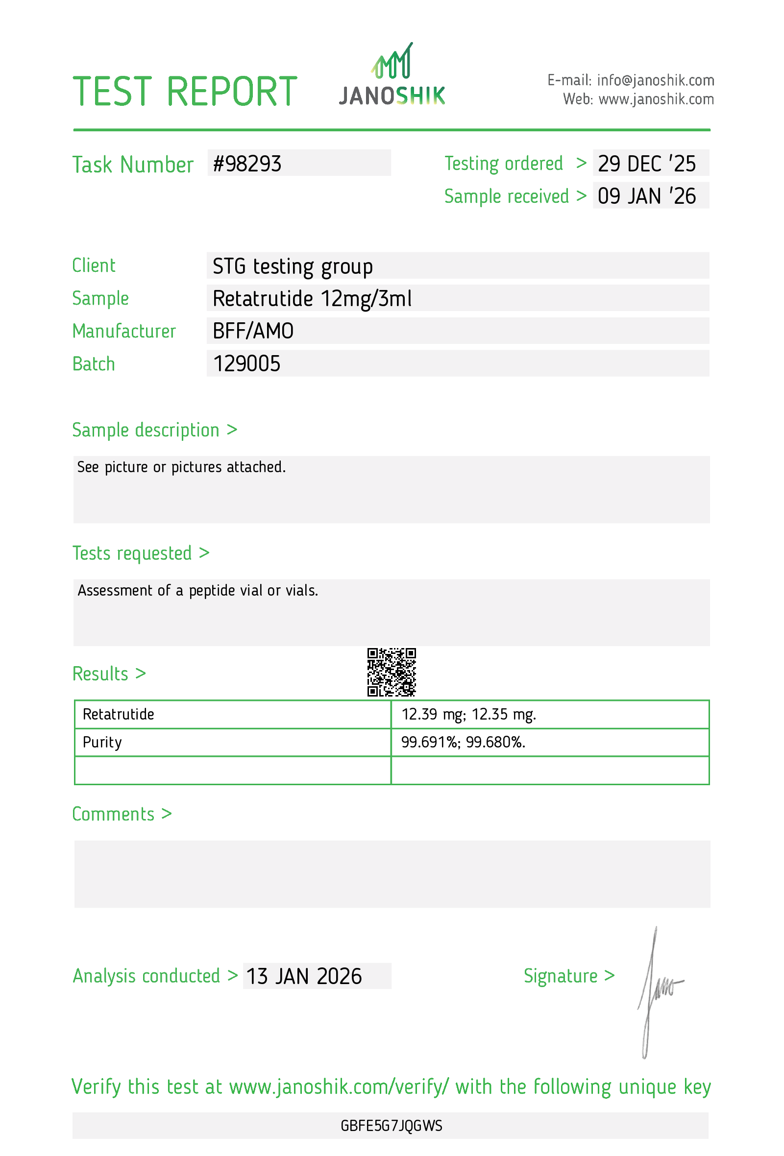 Certificate for Retatrutide