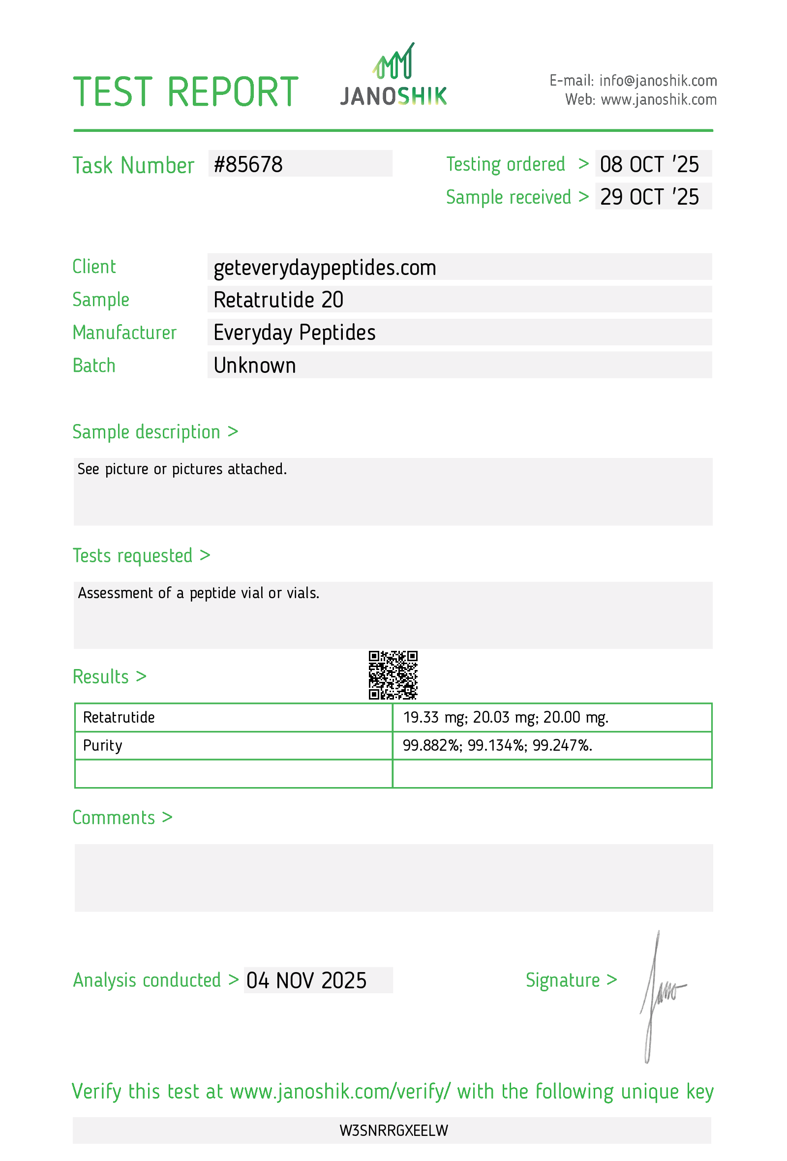Certificate for Retatrutide