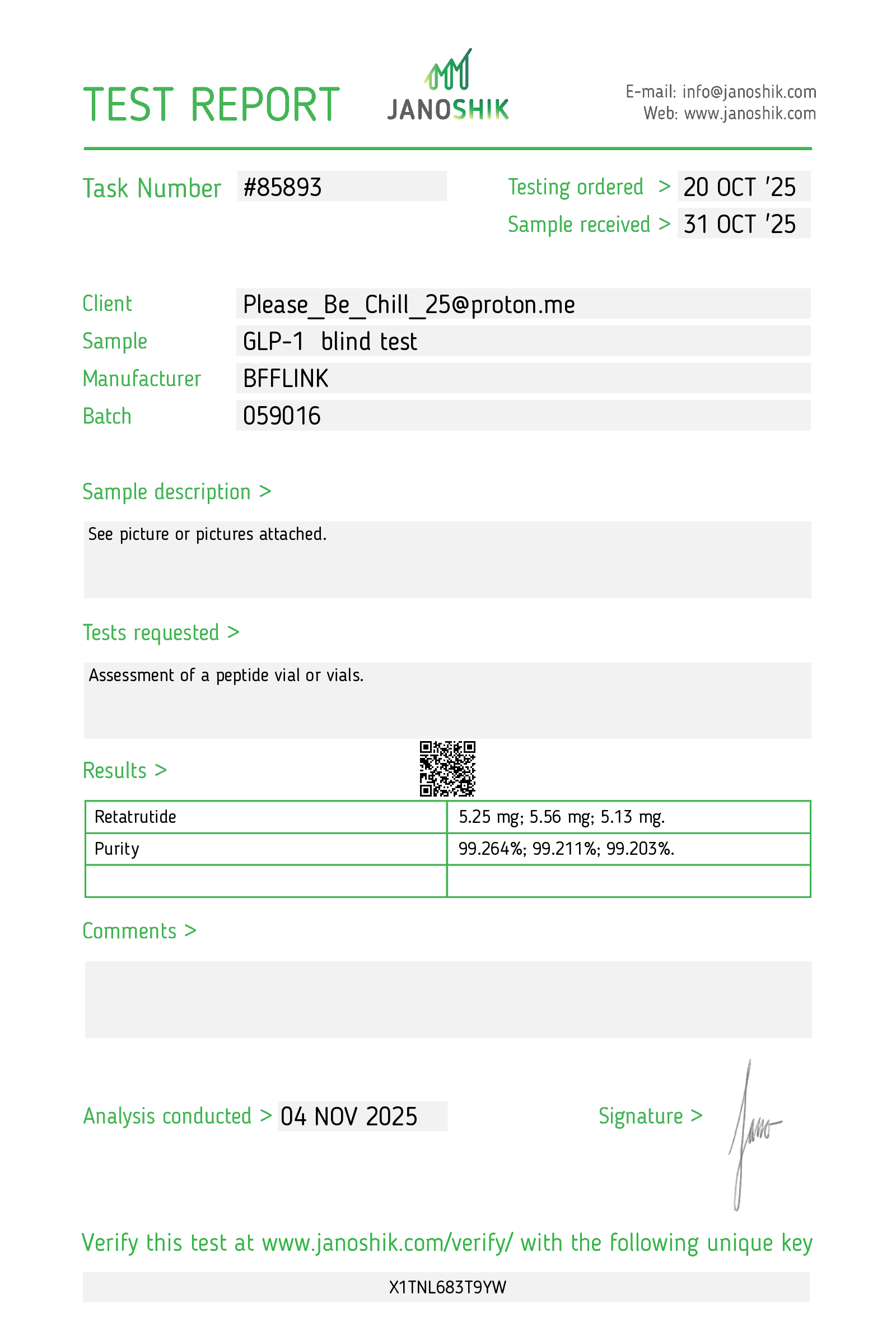 Certificate for Retatrutide