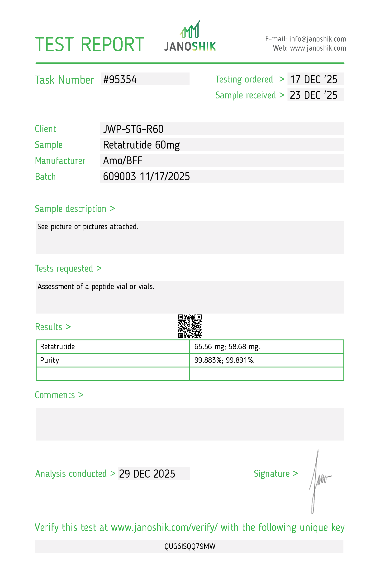Certificate for Retatrutide