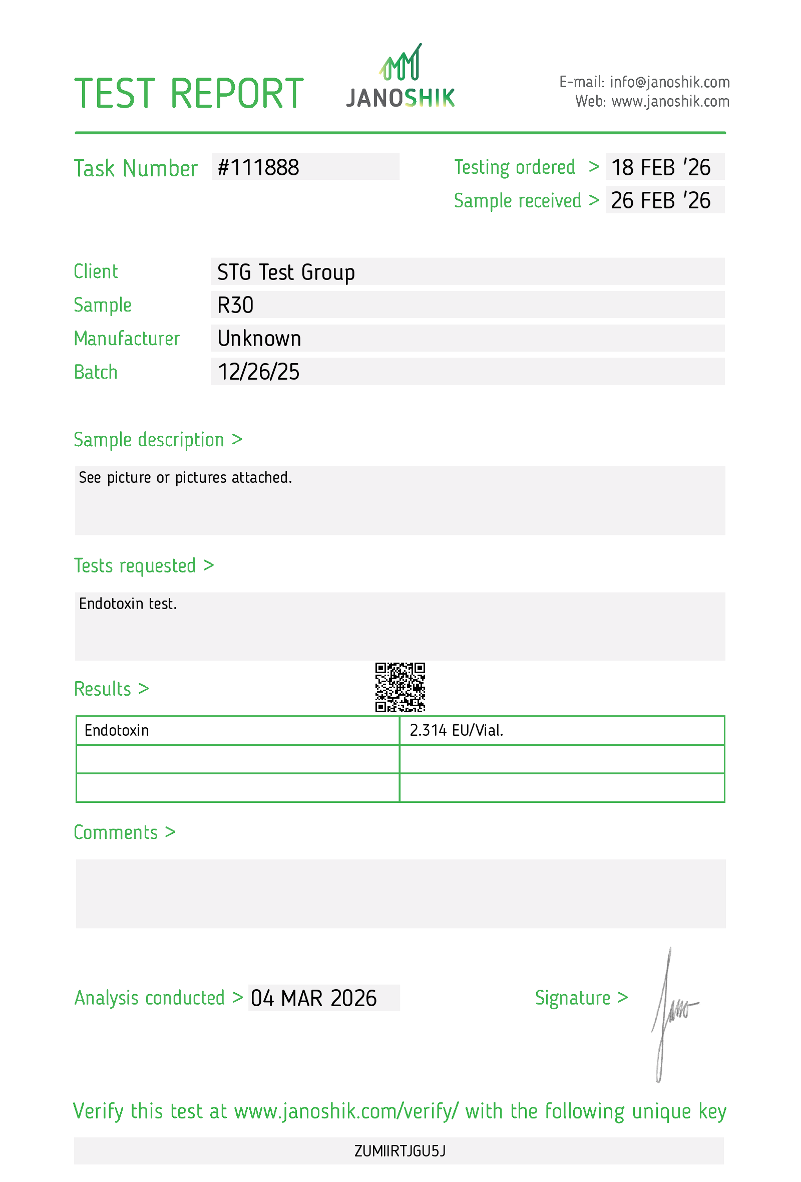 Certificate for R30